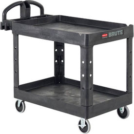 Brute Heavy Duty Ergo Handle Utility Cart, Lipped Shelf, Small, Black