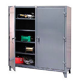 Heavy Duty Double Shift Storage Cabinet, 12 Gauge, 60"W x 24"D x 78"H, Gray