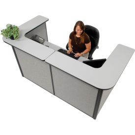U-Shaped Reception Station, 88"W x 44"D x 44"H, Gray Counter & Panel