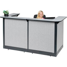 U-Shaped Reception Station With Raceway, 88"W x 44"D x 46"H, Gray Counter, Gray Panel