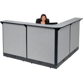 L-Shaped Electric Reception Station, 80"W x 80"D x 46"H, Gray Counter, Gray Panel