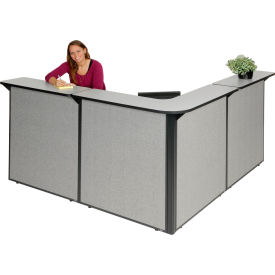 L-Shaped Reception Station, 80"W x 80"D x 44"H, Gray Counter, Gray Panel