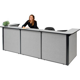U-Shaped Reception Station, 124"W x 44"D x 44"H, Gray Counter, Gray Panel