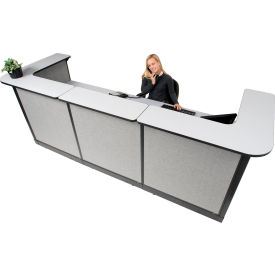 U-Shaped Reception Station w/Raceway 124"W x 44"D x 46"H Gray Counter Gray Panel