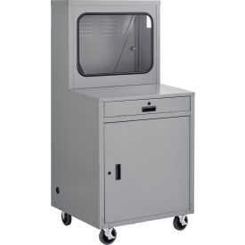 Mobile Heavy-Duty LCD Computer Cabinet, Dark Gray, Unassembled