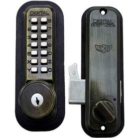 Digital Door Lock 2500 Mechanical Keyless Hook Bolt with Key Override, Antique Brass