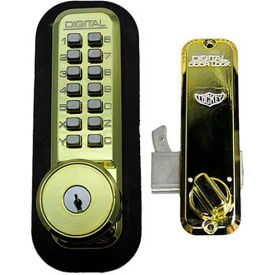 Digital Door Lock 2500 Mechanical Keyless Hook Bolt with Key Override, Bright Brass