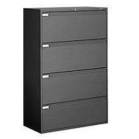 36"W 4 Drawer Binder Lateral File Cabinet, Black