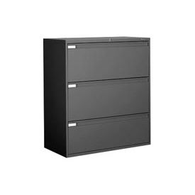 9300 Series 42"W 3 Drawer Binder Lateral File Cabinet, Black