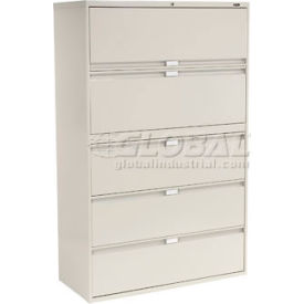 42"W 5 Drawer Binder Lateral File Cabinet, Gray
