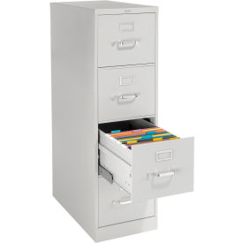 25"D 4 Drawer Vertical File - Letter - Gray w/ Lock