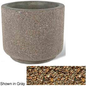 Concrete Outdoor Planter 36"Dia x 30"H Round Tan River Rock