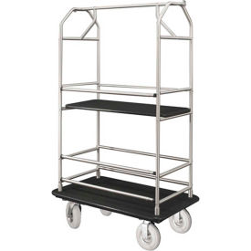 Bellman Condo Cart 40x25 Satin Aluminim Black Carpet, 4 Pneumatic Wheels