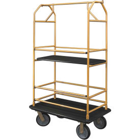 Bellman Condo Cart 40x25 Satin Brass Black Carpet, 4 Rubber Wheels