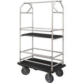 Bellman Condo Cart 48x25 Satin Aluminum Black Carpet, 4 Rubber Wheels
