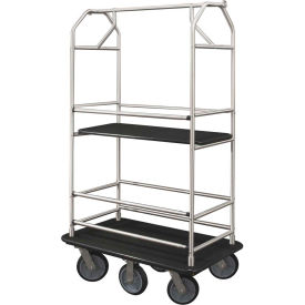 Bellman Condo Cart 48x25 Satin Aluminum Black Carpet, 6 Rubber Wheels