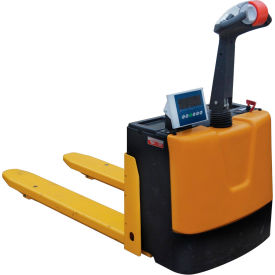 Self-Propelled Electric Scale Pallet Jack, 3000 lb. Cap., 28-1/4"W x 48"L Forks