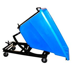 Plastic Self-Dumping Forklift Hopper With Caster Base, 5/8 Cu. Yd., 750 Lbs. Capacity, Blue