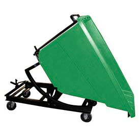 Plastic Self-Dumping Forklift Hopper W/ Caster Base, 5/8 Cu. Yd., 750 Lbs. Cap., Green