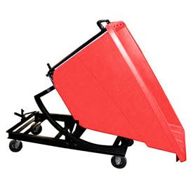 Plastic Self-Dumping Forklift Hopper With Caster Base, 5/8 Cu. Yd., 750 Lbs. Capacity, Red