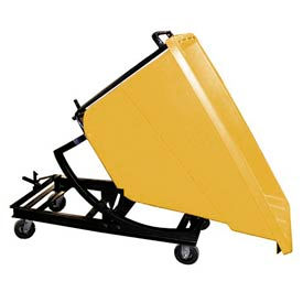 Plastic Self-Dumping Forklift Hopper with Caster Base, 5/8 Cu. Yd., 750 Lbs. Capacity, Yellow