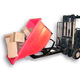 Plastic Self-Dumping Forklift Hopper, 1-1/10 Cu. Yd., 1000 Lbs. Cap., Red