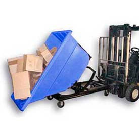 Plastic Self-Dumping Forklift Hopper With Caster Base, 1-1/10 Cu. Yd., 1000 Lbs. Cap., Black