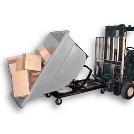 Plastic Self-Dumping Forklift Hopper with Caster Base, 1-1/10 Cu. Yd., 1000 Lbs. Capacity, Gray