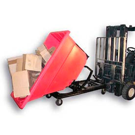 Plastic Self-Dumping Forklift Hopper with Caster Base, 1-1/10 Cu. Yd., 1000 Lbs. Cap., Red