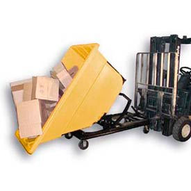 Plastic Self-Dumping Forklift Hopper with Caster Base, 1-1/10 Cu. Yd., 1000 Lbs. Cap., Yellow