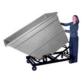 Plastic Self-Dumping Forklift Hopper with Caster Base, 1200 Lbs. Capacity, Gray