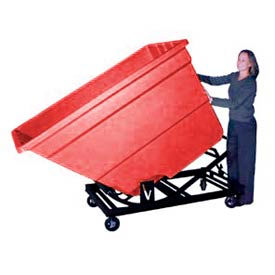 Plastic Self-Dumping Forklift Hopper with Caster Base, 1-7/10 Cu. Yd., 1200 Lbs. Capacity, Red
