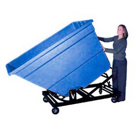 Plastic Self-Dumping Forklift Hopper With Caster Base, 11/5 Cu. Yd., 1500 Lbs. Cap., Blue