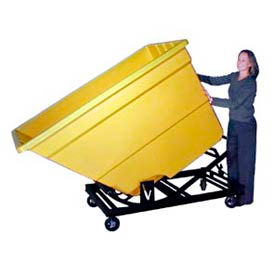 Plastic Self-Dumping Forklift Hopper with Caster Base, 2.2 Cu. Yd., 1500 Lbs. Cap., Yellow