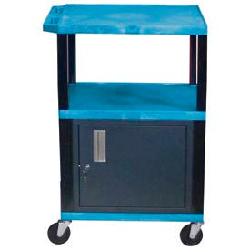 Garage Shop Utility Cart with Cabinet, 250 lb. Capacity, 24"L x 18"W x 42-1/2"H, Blue