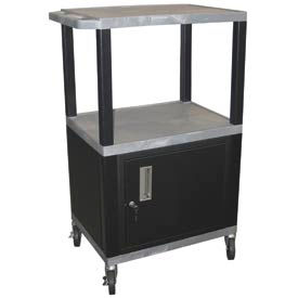 Garage Shop Utility Cart w/Cabinet, 250 lb. Capacity, 24"L x 18"W x 42-1/2"H, Gray