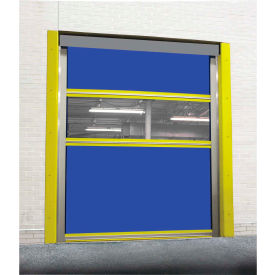 Motorized Roll-Up Dock Door PVC Coated Blue Vinyl Panels & Vision Panel 12x12