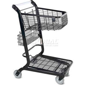 Flatbed Retail Shopping Cart 2 Cu Ft Metallic Gray