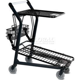 Retractable Flat Top Shelf Shopping Cart Dark Gray
