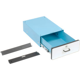 Stacking Steel Drawer W/ Lock, 15"W x 20"D x 6"H, Blue