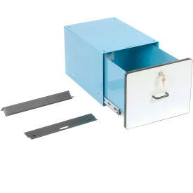 Stacking Steel Drawer with Lock, 15"W x 20"D x 12"H, Blue