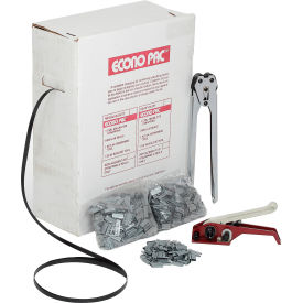 Polypropylene Kit with Tensioner/Sealer & Seals, 9000'L x 1/2" Strap Width Coil, Gray