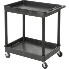 Tray Top Shelf 2 Shelf Plastic Utility Cart 24x18 4" Casters