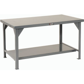 Standard Workbench W/ Shelf, Steel Square Edge, 60"W x 36"D, Gray
