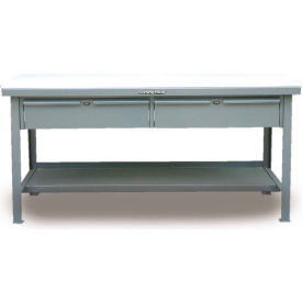 Storage Workbench W/ 2 Drawers & Shelf, Laminate Square Edge, 72"W x 36"D, Gray