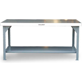 Commercial Work Table W/ Fixed Leg, Stainless Steel Square Edge, 60"W x 36"D, Gray