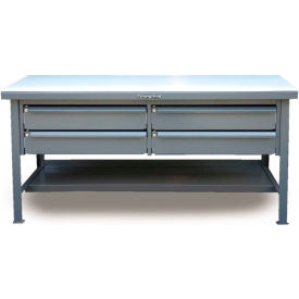 Storage Workbench W/ 4 Drawers & Shelf, Laminate Edge, 60"W x 36"D, Gray