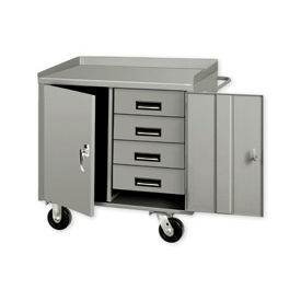 36"W x 26"D Mobile Service Cabinet Bench W/ 4 Drawers