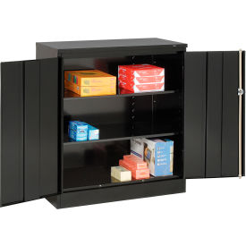 Counter Height Metal Storage Cabinet, 36"W x 18"D x 42"H, Unassembled, Black