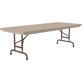 Adjustable Height Plastic Folding Table, 30" x 96", Beige
